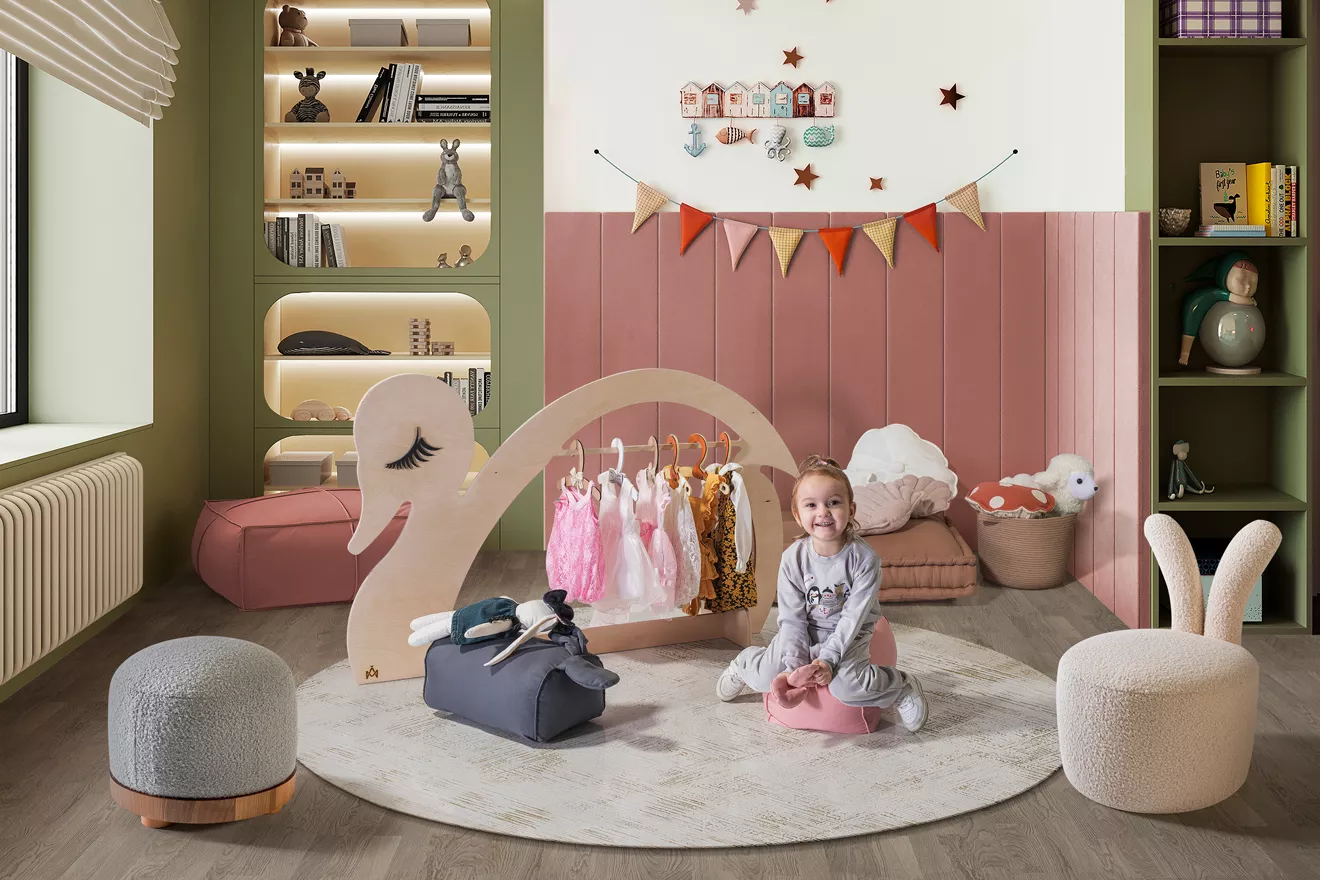 Ahşaplı Puf (Gri) - Görsel 3