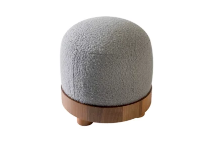 Ahşaplı Puf (Gri)