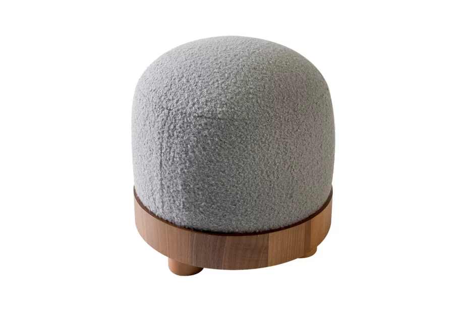 Ahşaplı Puf (Gri)